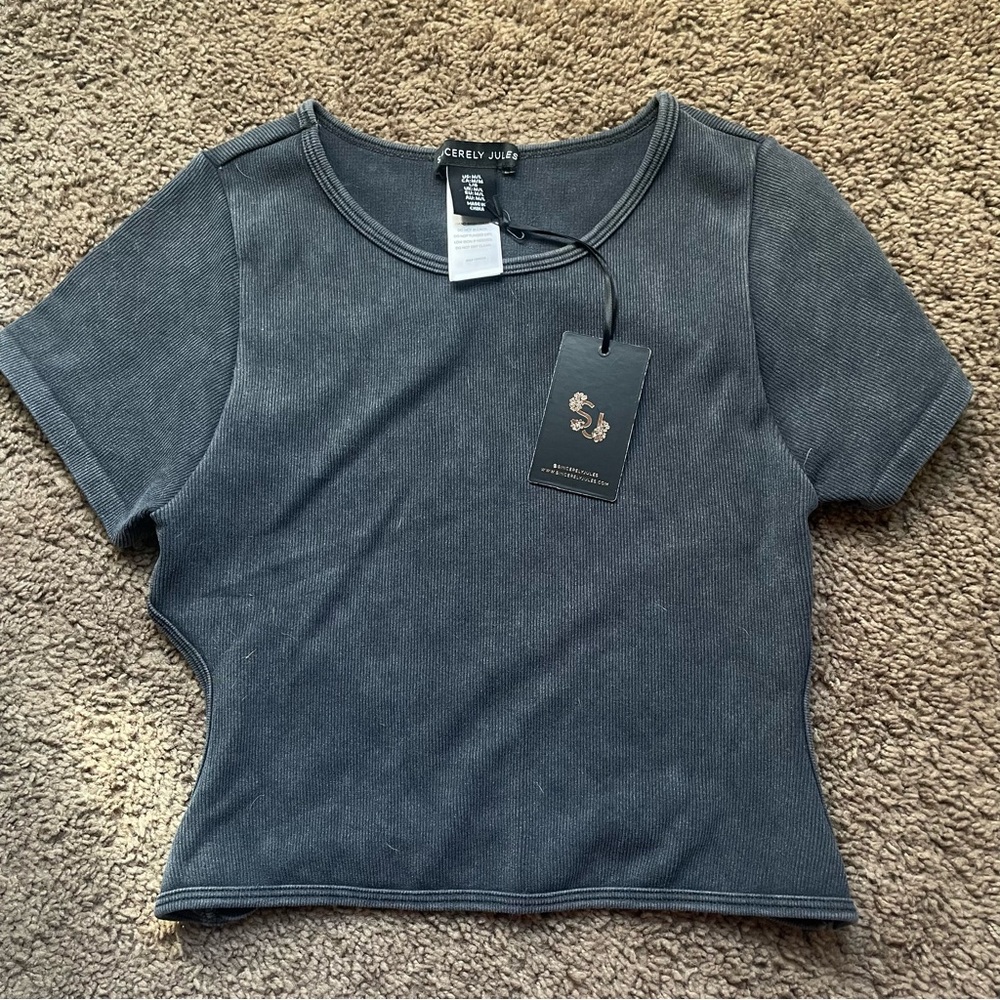 Sincerely Jules Slate Gray Crop Top